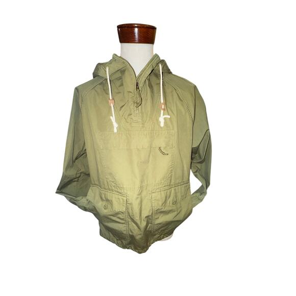 Vintage Eddie Bauer Anorak Jacket Men’s Large Olive Green Cotton Pullover - Picture 3 of 16